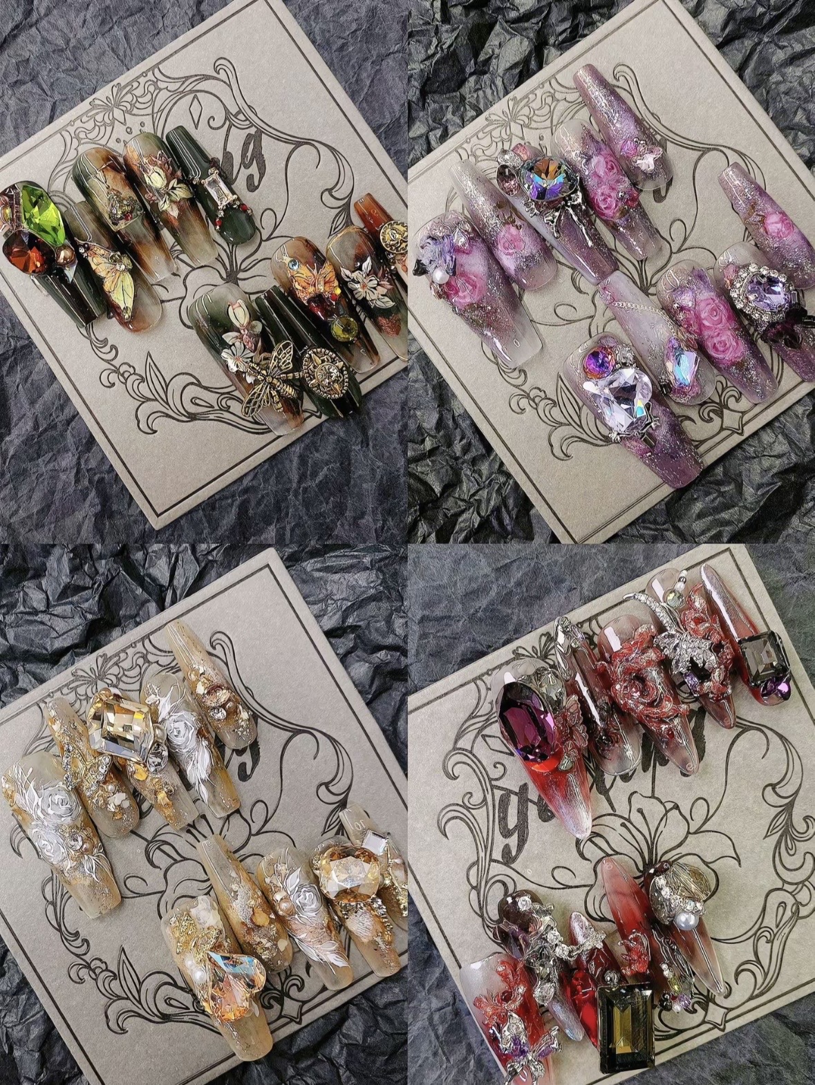 Dark Garden couture press-on nail custom reference