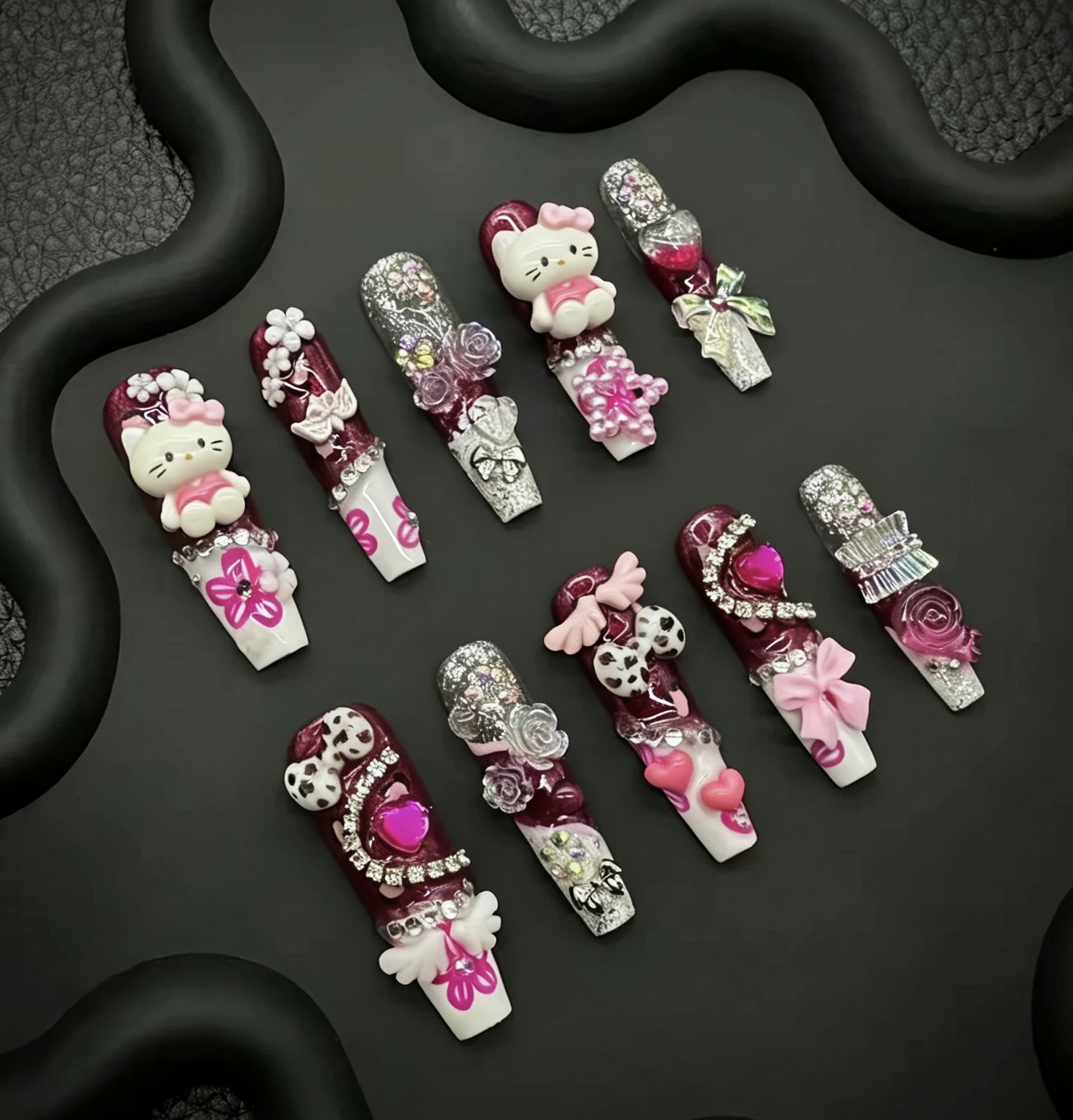 Berry Charms press-on nail style reference